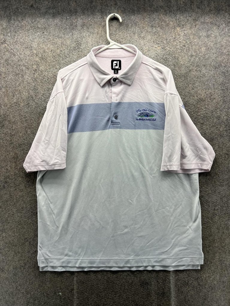 Footjoy Polo Shirt Mens Xl Pastel Colorblock Stretch Golf The Old Course Logo